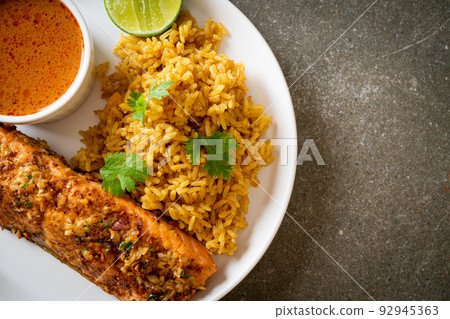 masala rice with salmon tandoori masala rice with salmon tandoori 92945363