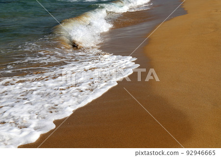 Sandy beach on the Mediterranean Sea in northern Israel. 92946665