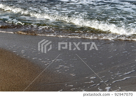 Sandy beach on the Mediterranean Sea in northern Israel. 92947070