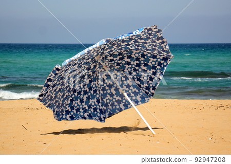 Sandy beach on the Mediterranean Sea in northern Israel. 92947208