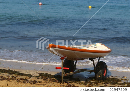 Sandy beach on the Mediterranean Sea in northern Israel. 92947209