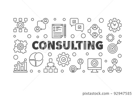 Vector Consulting thin line illustration or banner 92947585
