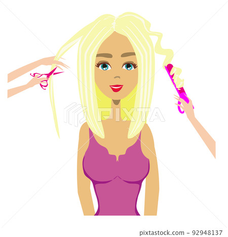 beautiful girl in hairdressing salon, isolated illustration beautiful girl in hairdressing salon, isolated illustration 92948137