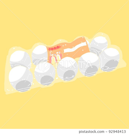 成分彩色插圖：雞蛋（白色，雞蛋，商店銷售包裝，10 個），背景，無線條，卡通動漫著色 92948413