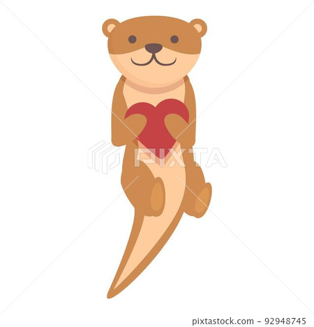 Weasel with heart icon cartoon vector. Cute animal. Mink ferret 92948745