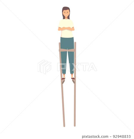 Girl stilt walker icon cartoon vector. Street leg. Art performer Girl stilt walker icon cartoon vector. Street leg. Art performer 92948833