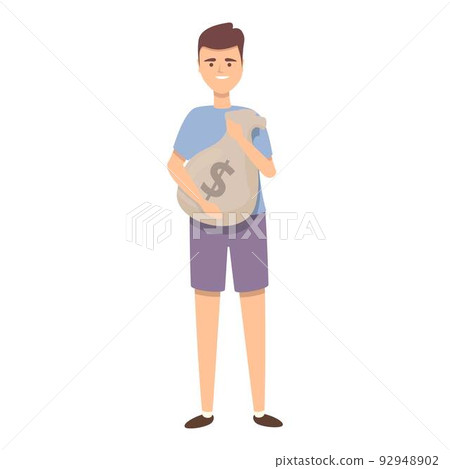 Boy take money bag icon cartoon vector. Future kid. Children education Boy take money bag icon cartoon vector. Future kid. Children education 92948902