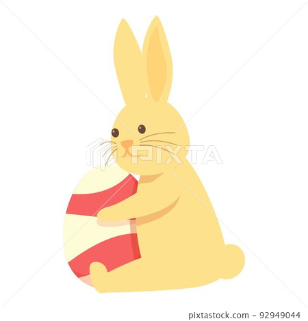 Rabbit take big egg icon cartoon vector. Easter bunny. Cute animal Rabbit take big egg icon cartoon vector. Easter bunny. Cute animal 92949044