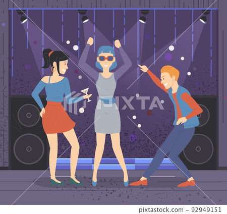 Group of friends spending time together at party, Man and women dancing and having fun in nightclub Group of friends spending time together at party, Man and women dancing and having fun in nightclub 92949151