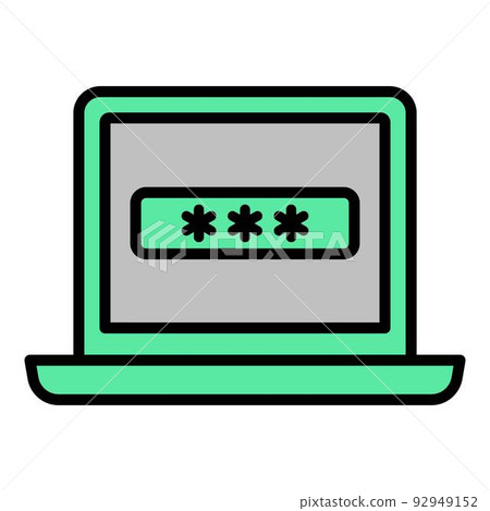 Laptop password icon outline vector. Cyber attack. Internet data Laptop password icon outline vector. Cyber attack. Internet data 92949152