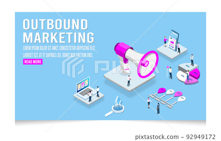 Isometric 3D Concept of a inbound and outbound marketing business. Eps10 vector illustration 92949172