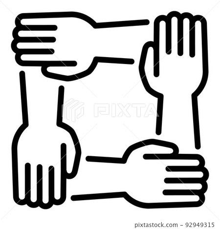 Group hands icon outline vector. Charity service. Love volunteer Group hands icon outline vector. Charity service. Love volunteer 92949315