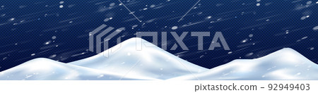 Piles of snow in winter storm png, 3D illustration 92949403