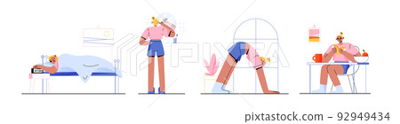 Woman daily routine, day life, girl schedule set 92949434