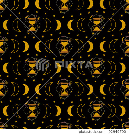 Dark moon pattern. Witchcraft pattern. Moon...-插圖素材 [92949700] - PIXTA圖庫