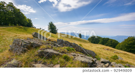 carpathian mountain landscape with grassy hills and meadows. countryside scenery on a bright sunny day in late summer 92949809