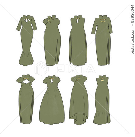 卡其色中式服飾插畫集 卡其色中式服飾插畫集 92950044