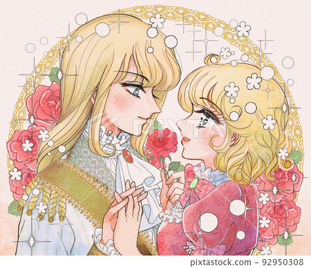 Fairy tale fairy tale illustration ・Princess and prince with a happy ending 92950308