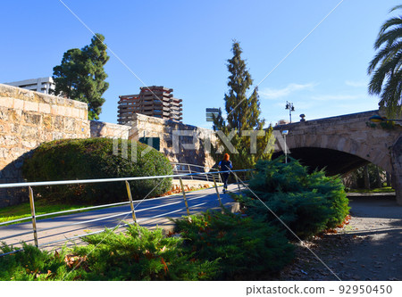 City park with green trees and palm trees. Valencia Central Park with gardens and green trees. City park with green trees and palm trees. Valencia Central Park with gardens and green trees. 92950450