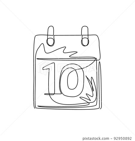 Single continuous line drawing calendar icon logo. Date, day of month: Sunday, Monday, Tuesday, Wednesday, Thursday, Friday, Saturday. Weekend. Dynamic one line draw graphic design vector illustration Single continuous line drawing calendar icon logo. Date, day of month: Sunday, Monday, Tuesday, Wednesday, Thursday, Friday, Saturday. Weekend. Dynamic one line draw graphic design vector illustration 92950892