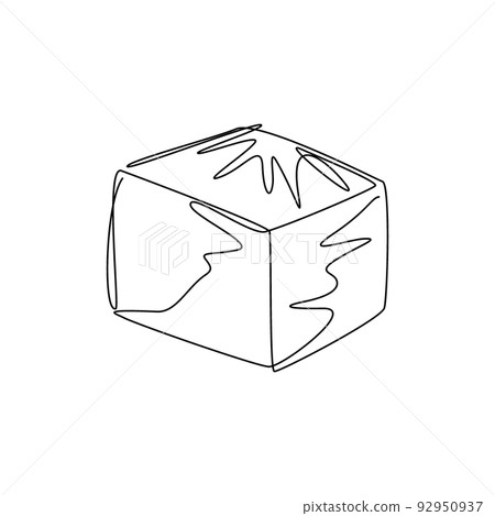 Continuous one line drawing cardboard boxes icon. Container template. Carton packaging. Closed carton delivery packaging box flat design isolated. Single line draw design vector graphic illustration 92950937