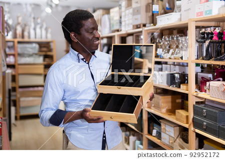 African american shopper looking for jewelry storage casket African american shopper looking for jewelry storage casket 92952172