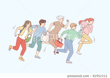 People run go shopping on sales  92952312