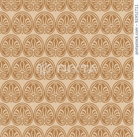 Greek decorative element flower Lotus pattern, greek shape seamless texture 92952711