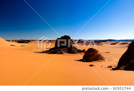 sunset view to Tin Merzouga dune at Tassili nAjjer national park, Algeria sunset view to Tin Merzouga dune at Tassili nAjjer national park, Algeria 92952744