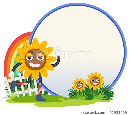 Funny food cartoon character in garden banner 92953499