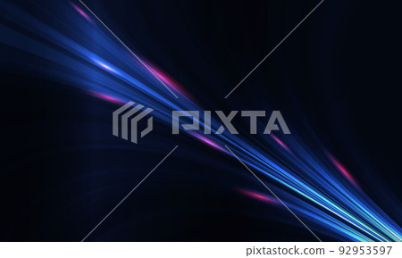 Abstract modern dark blue technology background with light pink neon rays and flowing lines. 92953597