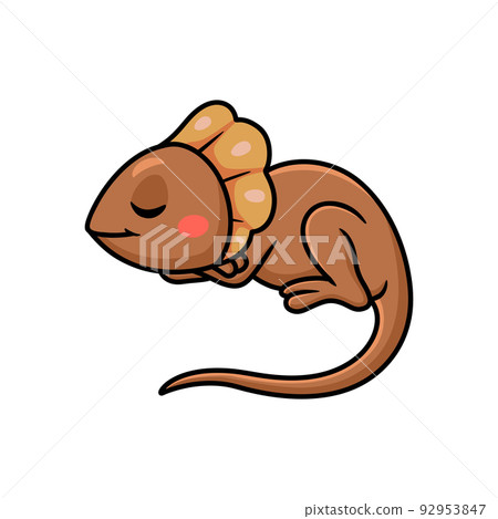 Cute little frilled lizard cartoon sleeping 92953847
