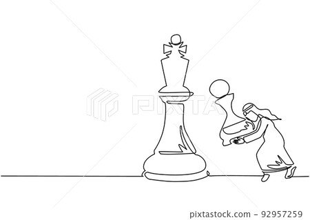 Chess pieces. King and pawns. Outline drawings Stock Vector Image