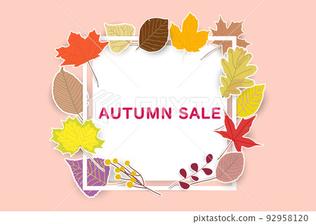 秋葉設計橫幅纏繞在白色框架中 秋葉設計橫幅纏繞在白色框架中 92958120