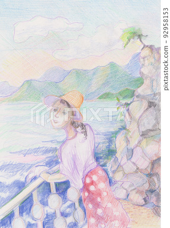 young girl on the beach young girl on the beach 92958153