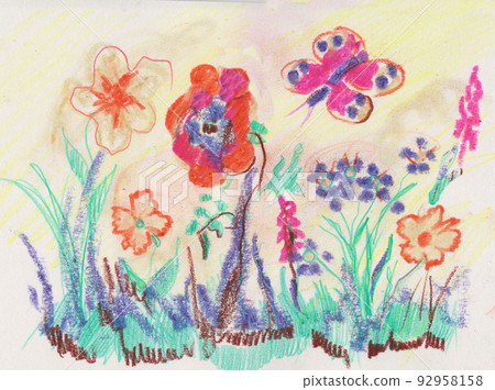 flowers and butterfly in summer 92958158