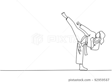 Fighting art taekwondo korean fight style kick Vector Image