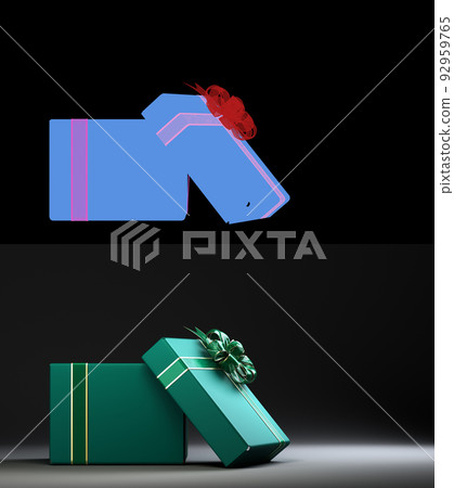 open empty green Gift Boxe whith ribon 3d render on darck background with alpha open empty green Gift Boxe whith ribon 3d render on darck background with alpha 92959765