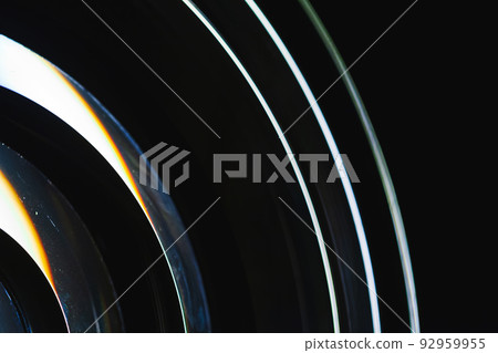Light lines of round Fresnel lens, abstract photo 92959955