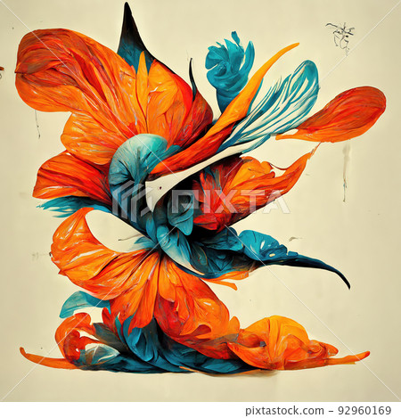 abstract digital painting of flowers in vibrant colors abstract digital painting of flowers in vibrant colors 92960169