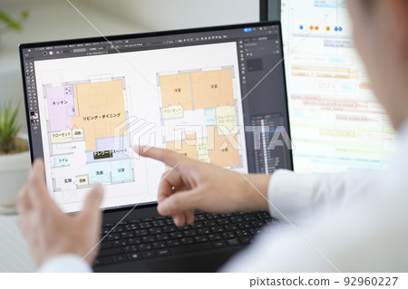 Illustrator Architectural Drawing Telework Male Laptop Illustrator Architectural Drawing Telework Male Laptop 92960227