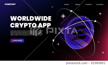 Worldwide Crypto App. Horizontal Landing Page Template Worldwide Crypto App. Horizontal Landing Page Template 92960661