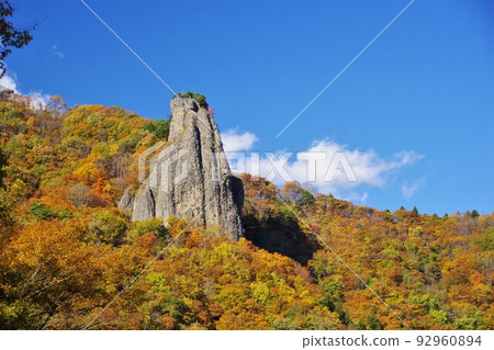Scenery of Iwate Strangely shaped rocks of Basenkyo Gorge Rock 92960894