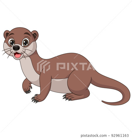 Cute little otter cartoon posing Cute little otter cartoon posing 92961163