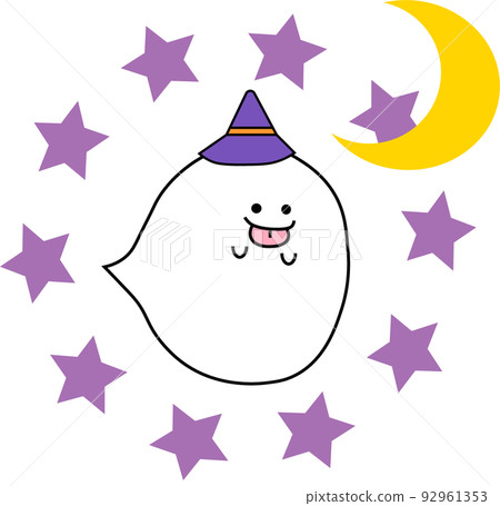 可愛的萬聖節鬼、星星和月亮 92961353