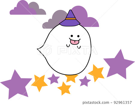 可愛的萬聖節鬼、星星和雲彩 92961357