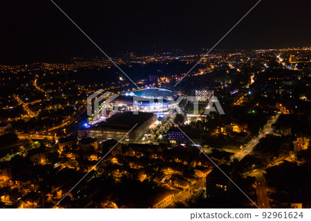 Aerial view of Cluj Napoca city by night. Urban landscape Aerial view of Cluj Napoca city by night. Urban landscape 92961624