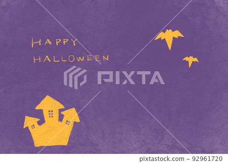 Halloween postcard on orange background Halloween postcard on orange background 92961720
