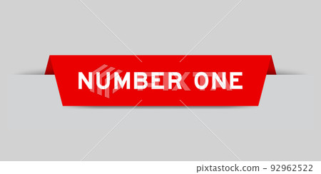 Red color inserted label with word number one on gray background Red color inserted label with word number one on gray background 92962522