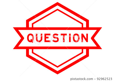 Vintage red color hexagon label banner with word question on white background Vintage red color hexagon label banner with word question on white background 92962523